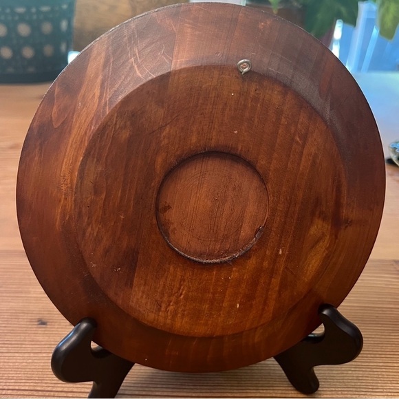 Two Poland, Polish Folk Art Carved Wood, a plate 9 inch Zakopane Cottage Core - Picture 4 of 5